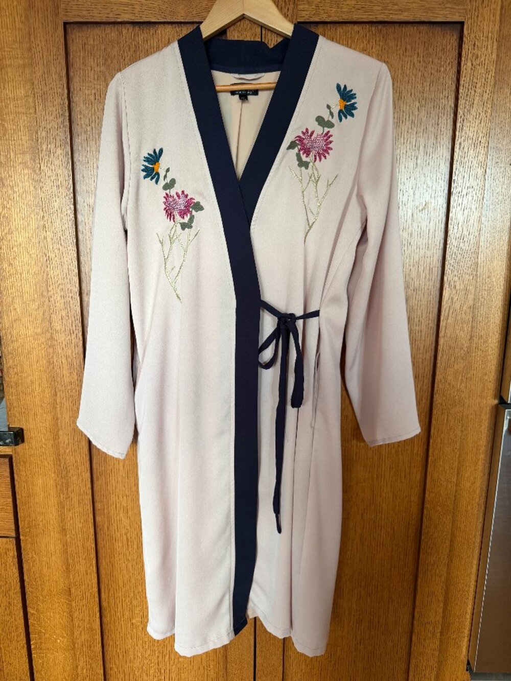 TOPSHOP TIGER (TOKYO TIGER) EMBROIDERED DUSTER ROBE/KIMONO SIZE 6 BLUSH